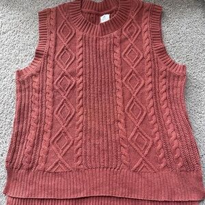 Cable Knit Sleeveless Sweater Vest - Rust. Worn once.